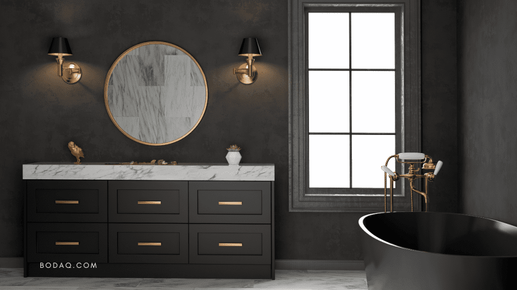 Metallic Finishes for Luxurious and Glamorous Interiors 1 Metallic finishes to the fixtures in the bathroom