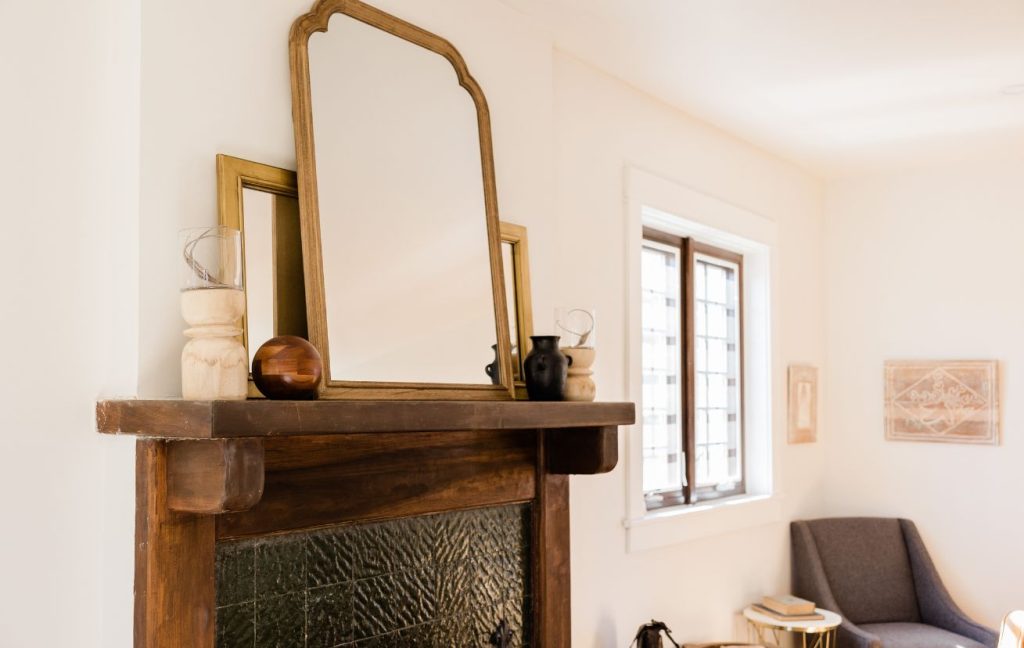 Fireplace Design Ideas: Materials, Colors, Design Styles 8 Add a mirror or a few mirrors to your mantel for some sparkles