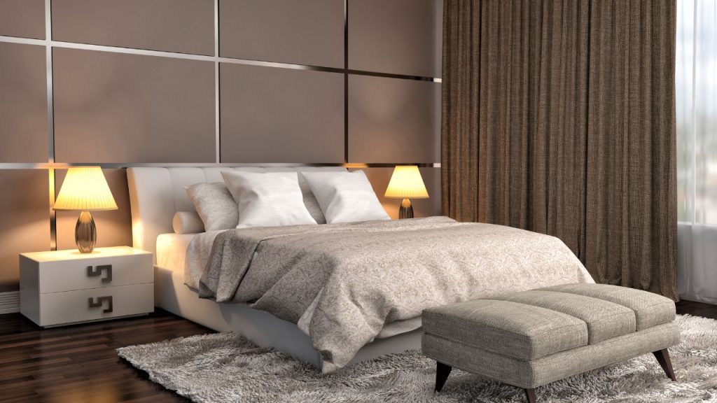 Metal wall panels in the bedroom