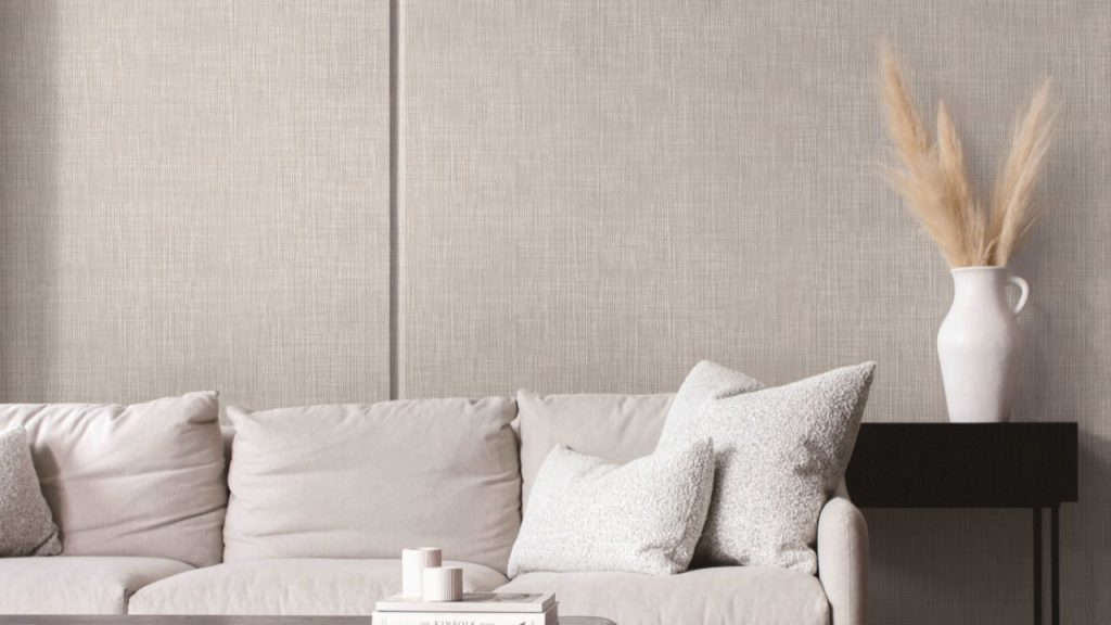 Fabric wall panels in the living room