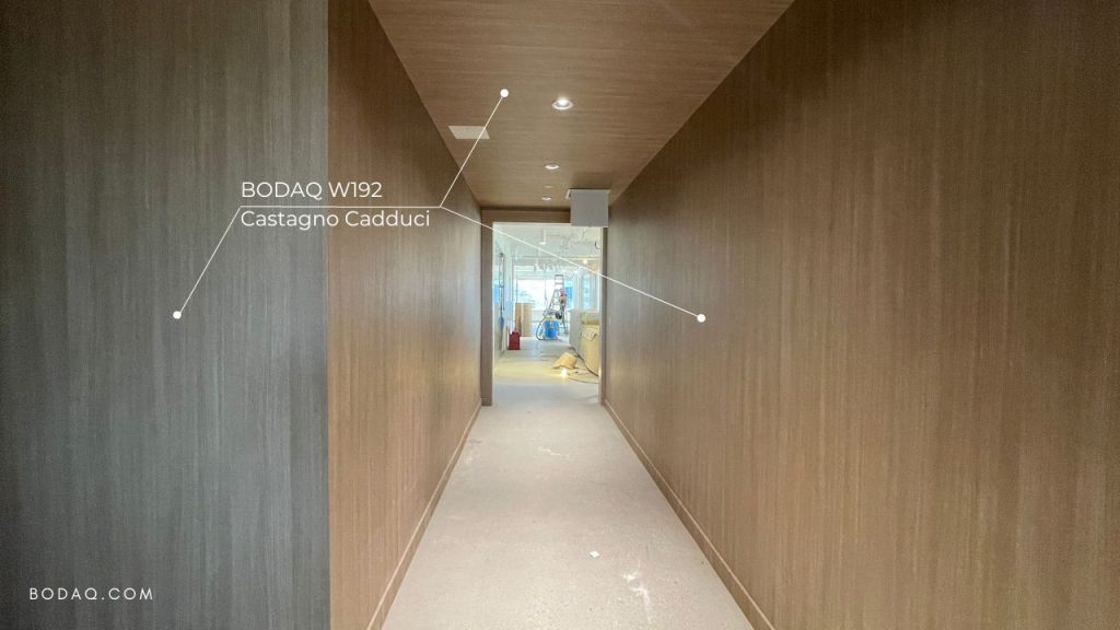 Transforming Hotels with Bodaq Finishes 7 W192 Castagno Cadduci used on walls and ceiling