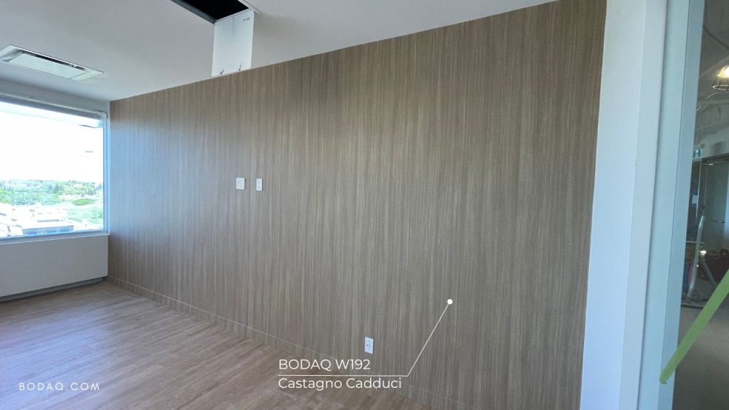 Transforming Hotels with Bodaq Finishes 9 W192 Castagno Cadduci used to wrap the wall