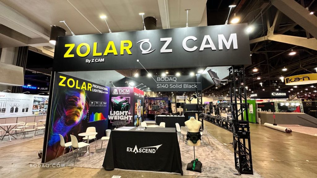 Pop-Ups and Events with Bodaq Interior Film 7 Booth wrapped with S140 Solid Black