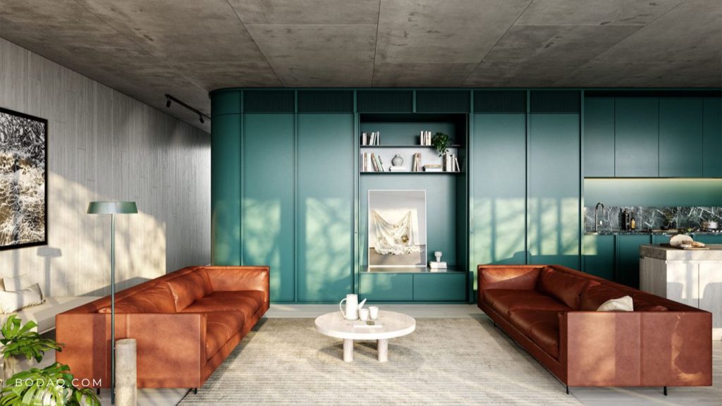 Go Green With Bodaq Interior Film 6 Green wall with builtins