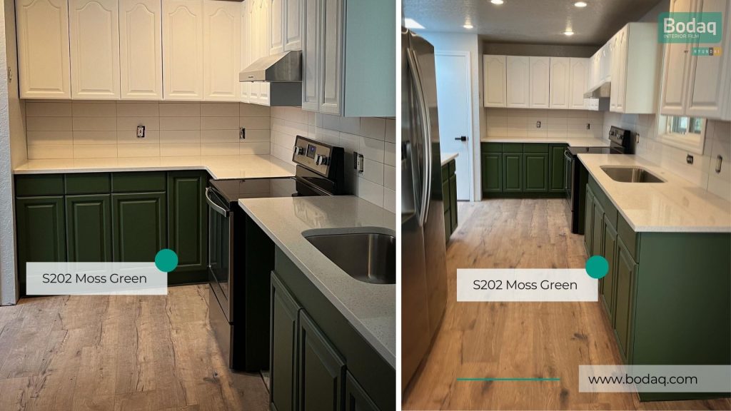 Go Green With Bodaq Interior Film 13 S202 Moss Green Kitchen Lower Cabinets