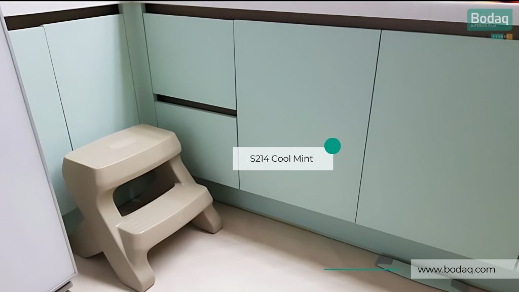 Go Green With Bodaq Interior Film 16 S214 Cool Mint kitchen cupboards
