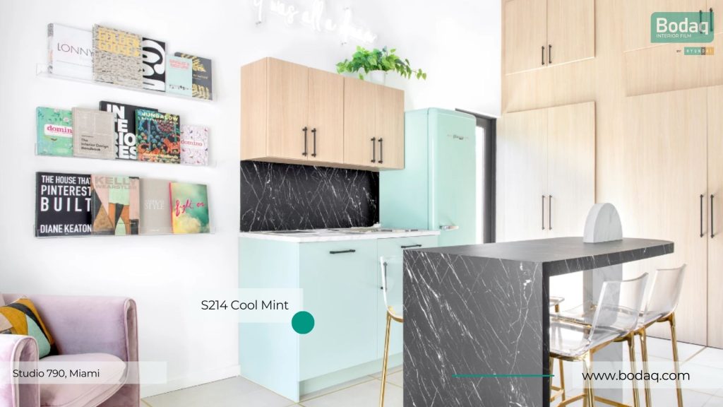 Go Green With Bodaq Interior Film 15 S214 Cool Mint kitchen cabinets