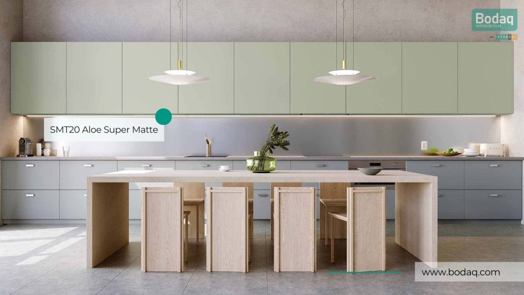 Go Green With Bodaq Interior Film 17 SMT20 Aloe Super Matte upper kitchen cabinets