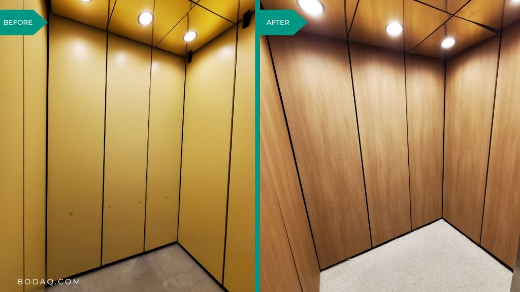 Bodaq Interior Film Longevity: Revisiting Commercial Projects 17 Elevator Before and After